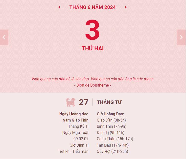 Ngày đẹp hôm nay 3/6/2024, tức ngày 27/4 âm lịch